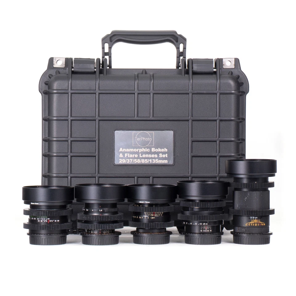 29/37/58/85/135mm Cine Mod Lenses Set w/ Anamorphic Bokeh & Flares For Canon EF! - Image 1 of 4