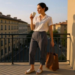 Ann Taylor Loft Pants Women's Sz 14 Black White Dot Stretch Cotton Casual Dress - Picture 1 of 8