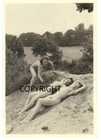 vintage photo studio Roessler 50s 3 femme nu Blond Aktfoto outside nude germany 
