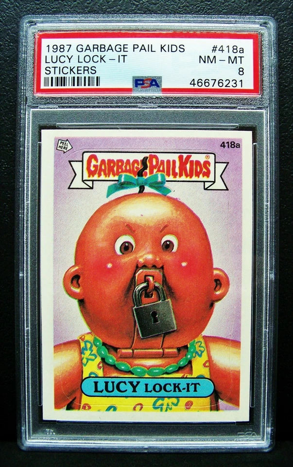 GARBAGE PAIL KIDS, 1987, 11th Series - #418a, LUCY Lock-It - OS11 - PSA 8, NM-MT - Image 1 of 2