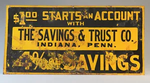 VINTAGE SAVINGS & TRUST TIN BANK SIGN The National Colortype Co. Newport, KY - Picture 1 of 3