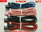 4 PACK 6ft 90 Degree Angle Fast Charging Cable Rapid Charger Charge Sync Cord