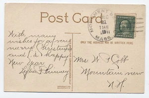 1911 Monument Beach MA 4-bar handstamp on postcard [6525.1690] - Picture 1 of 3