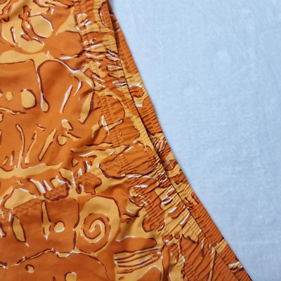 EDDIE BAUER Swim Trunks Sz M Orange Geometric AOP Mesh Liner Beach Surf Coastal - Image 1 of 4