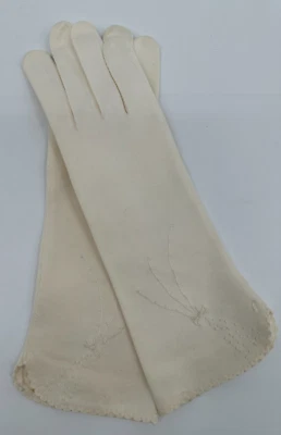 Oleg Cassini Original For Dawnelle Floral Embroidered Elbow Length Ivory Glove - Image 1 of 4