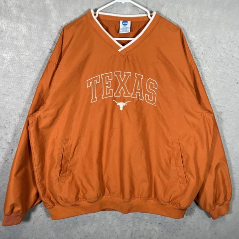 A1 Vintage 90s NCAA Texas Longhorns V Neck Jacket Adult XL Orange Pullover Mens Cover