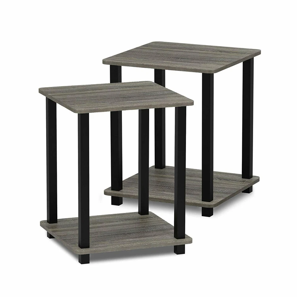 Furinno 12127gyw/bk Simplistic End Table French Oak Grey/black