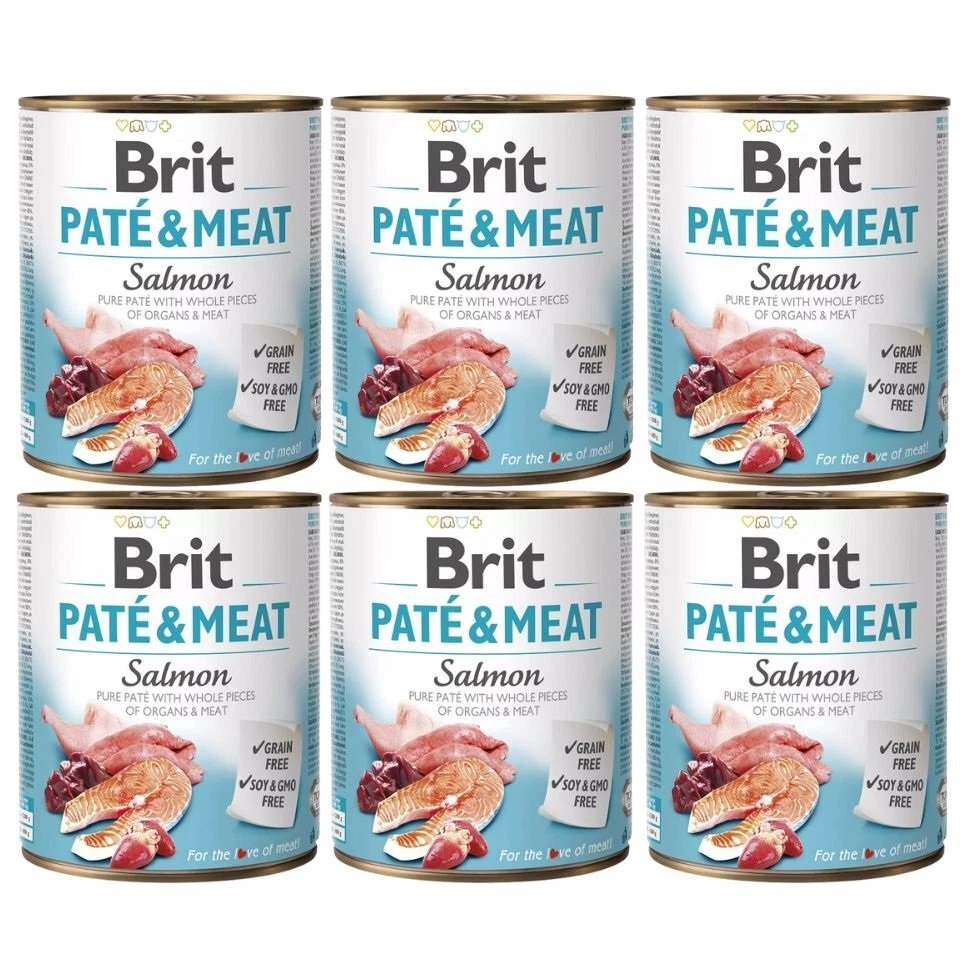 6x800 g BRIT Pate&Meat salmon Lachs Pastete getreidefrei Nassfutter alle Rassen - Bild 1 von 1