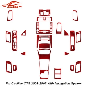 Kit interior completo de fibra de carbono rojo 38 piezas pegatinas para Cadillac CTS 2003-2007 - Imagen 1 de 17