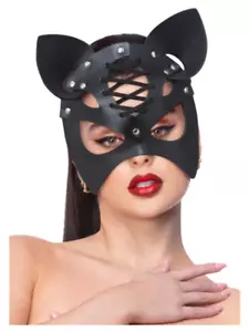 Febbre Nera Finta Pelle Gatto Maschera Donna Sexy Halloween Vestito Fantasia - Foto 1 di 1