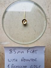 Barometer replacement glass - 85mm Flat with pointer and bevelled edge.