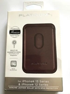 Platinum - Horween Leather RFID Magsafe Wallet for iPhone 14/13/12 - Bourbon - Picture 1 of 2