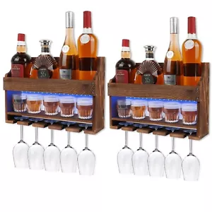 LED Schnapsregal 2 Packungen, Weinregal zur Wandmontage, Schnapsflaschenaufsteller aus Holz... - Bild 1 von 7