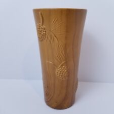 Timberline Pinecone Vase by Big Sky Carvers Ceramic Wood Look Raised Relief 8.75