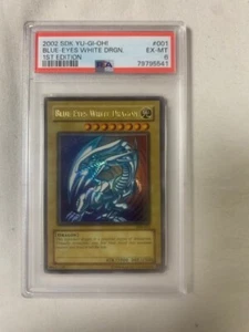 PSA 6 - Blue-Eyes White Dragon SDK-001 2002 Kaiba 1st Edition Ultra Rare YuGiOh - Picture 1 of 1
