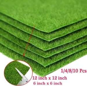 1-10Pcs Artificial Grass Turf Tiles for DIY Crafts Green Square Mats 12inch 6in - Picture 1 of 16