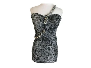 Sapa Womens Shirt Size Small Black White Animal Print Sleeveless Padded - Picture 1 of 10