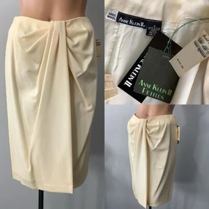 VTG Anne Klein 2 Ivory 100% Wool Wrap Skirt Size 8P Waist 28" NWOT Orig $144 - Picture 1 of 11