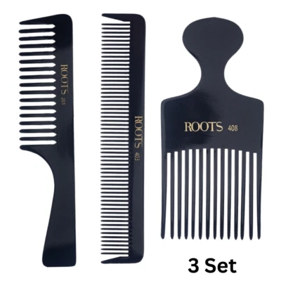 Peine de pelo profesional Roots para desenredar y champú mujer/hombre negro dientes finos Foto 1 de 4