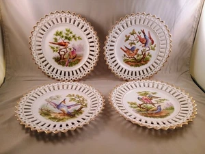 Keramik Vogel-Thema 7-1/8" Netz Teller-4er Set-sehr schön! - Bild 1 von 5