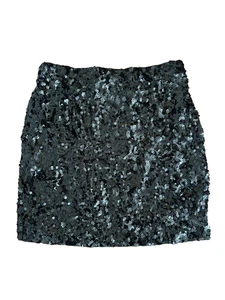 Maner Schwarz Stretch Glitzer Pailletten Pull On Minirock Gr. XL Cocktail Party Neu ohne Etikett - Bild 1 von 3