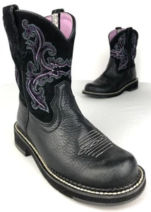 Ariat FatBaby II stivali da cowboy western da donna 5,5 B nero rosa paisley - Foto 1 di 12