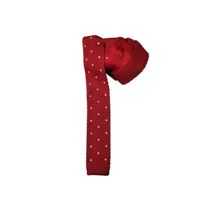Corbata de punto roja con lunares blancos LeGale para hombre textura elegante Foto 1 de 3