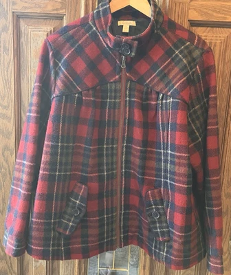 Relativity Women’s Wool Blend Red & Blue Plaid Lined Peacoat Size 1X EUC - Image 1 of 4