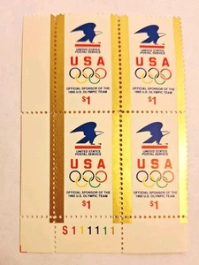 US Scott #2539 MNH Plate Block of 4 $1 Stamps, 1992 United States Olympic Team - Bild 1 von 1