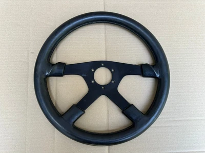 MOMO Lenkrad Schwarz Leder Zum KBA70056 VW BMW OPEL PORSCHE Mercedes W123 W124 - Bild 1 von 4