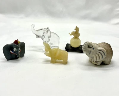 Lote de 5 elefantes: Dumbo de plástico, Artesania Rinconada, celuloide, vidrio, piedra Foto 1 de 4