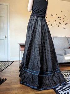 1890s Black Petticoat with Blue Trim - Picture 1 of 12