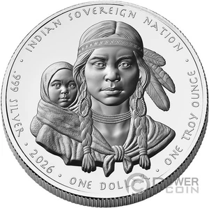 SACAGAWEA Native American Silver Dollars 1 Oz Silber Münze 1$ Sioux Nation 2026 - Bild 1 von 2