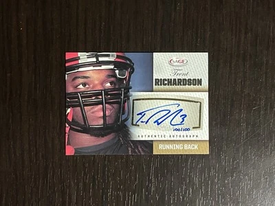 TRENT RICHARDSON 2012 SAGE GOLD AUTO 100/100 Bookend! #A45 Rookie RC Alabama - Image 1 of 2