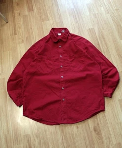 Levis 00s Red Button Up Shirt Loose Fit Cotton USA Vintage Mens Size M - Picture 1 of 15