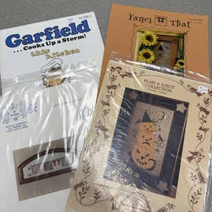 Lot Of 4 Cross Stitch Patterns: Cats, Halloween, Garfield, and more - Picture 1 of 5