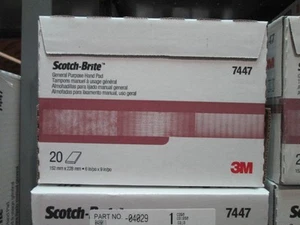 3M 7447 SCOTCH BRITE MAROON ABRASIVE HAND PADS 04029 BOX OF 20 NEW IN BOX - Picture 1 of 1