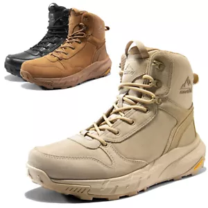Men's 8" Military Boots Lightweight Side Zipper Leather Combat Tactical Boots - Picture 1 of 20