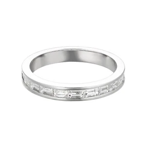 14K White Gold Baguette Lab Grown Diamond Wedding Band MZ2100 - Picture 1 of 7