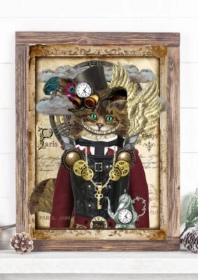 Alice In Wonderland Cheshire Cat Print Picture Sign A4 UNFRAMED Vintage