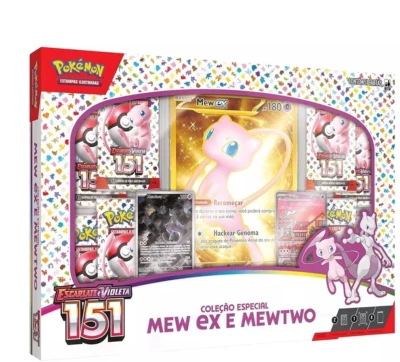 Pokemon Mew Ex & Mewtwo Box Set Scarlet & Violet 151 Brazilian Game Giant Card - Image 1 of 4