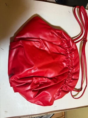 Vintage Clam Shell Red Leather Purse Handbag - Image 1 of 2