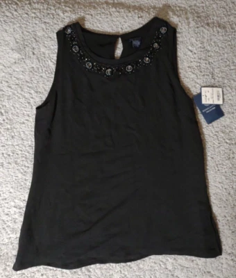 Blusa Doncaster para mujer 10 negra de seda sin mangas nueva con etiquetas escote estrás Foto 1 de 4