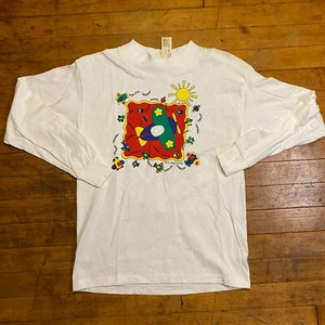 Vintage NWT 1995 Cute Airplanes Sun Long Sleeve White Kids 10-12 Stephen - Picture 1 of 5
