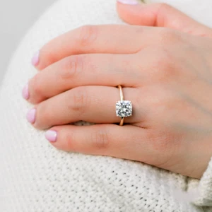 1.50 Ct Cushion Cut Lab Created Diamond Wedding Bridal Ring 14k Yellow Gold IGI - Picture 1 of 9