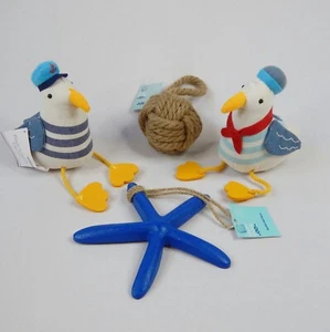 4 pc Beach Summer Nautical Tier Tray Decor Target Seagulls Ocean Star Jute Ball - Picture 1 of 11