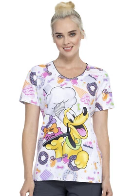 Pluto Cherokee Scrubs Tooniforms Disney V Neck Top TF668 MKGB - Image 1 of 4