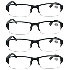 4 Pack Mens Half Frame Blue Light Blocking Reading Glasses Spring Hinge Readers