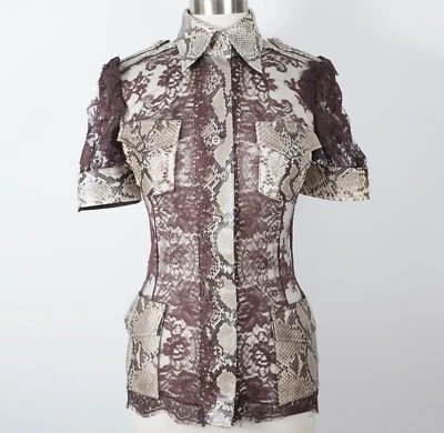 Dolce & Gabbana 42 США 6 питон кружева блузка куртка платье Sp 2005 змеиная кожа - Изображение 1 из 4