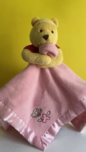 Winnie The Pooh Disney Butterfly Lovey Baby Security Blanket Mankie Satin Edge - Picture 1 of 9